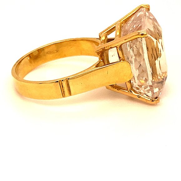 Pink Yellow Kunzite 21.80ct Solid 18K Gold Ring - Picture 3 of 6